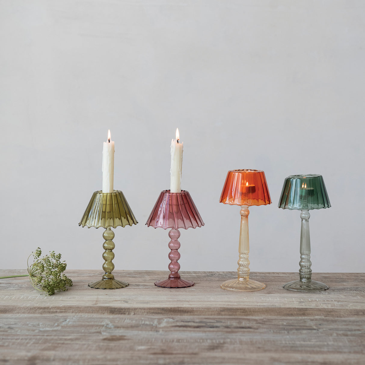 Scalloped Glass Taper & Tealight Holder