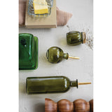 Olive Glass Cheese & Spice Shaker with Gold Lid