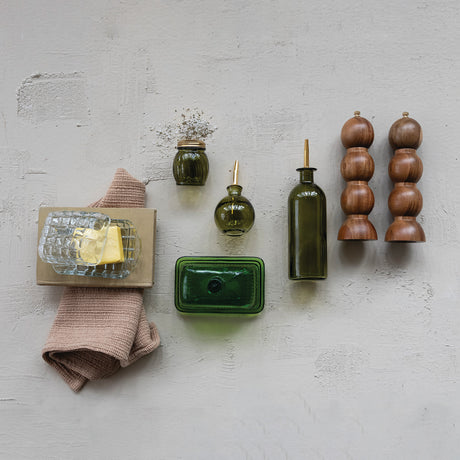 Olive Glass Bitters Bottle with Gold Stopper