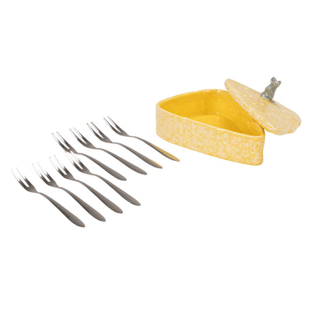 Ceramic Cheese & Mouse Appetizer Fork Set