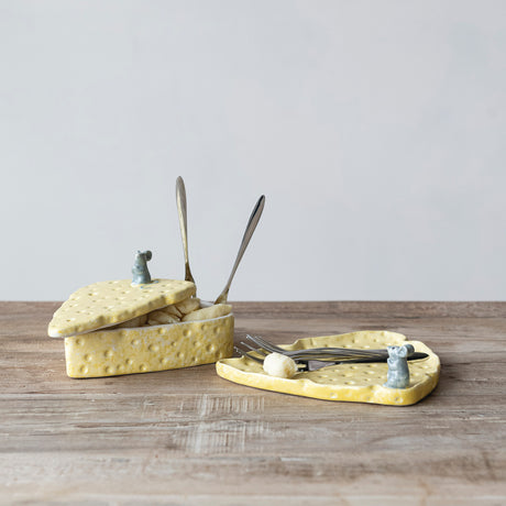 Ceramic Cheese & Mouse Appetizer Fork Set