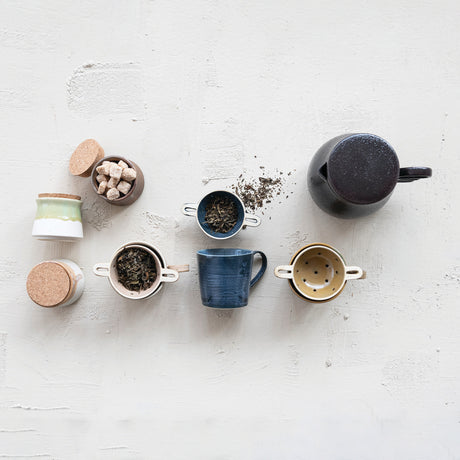 Two-Tone Ceramic Jar with Cork Lid