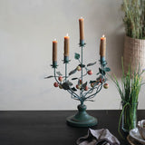 Vintage Inspired Metal Crabapple Toleware Candelabra
