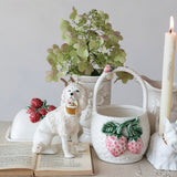Staffordshire Vintage-Inspired Poodle Figurine with Basket