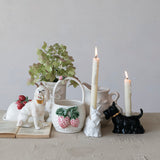 Staffordshire Vintage-Inspired Poodle Figurine with Basket