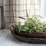 Oval Hand-Woven Wicker Nesting Trays with Handles