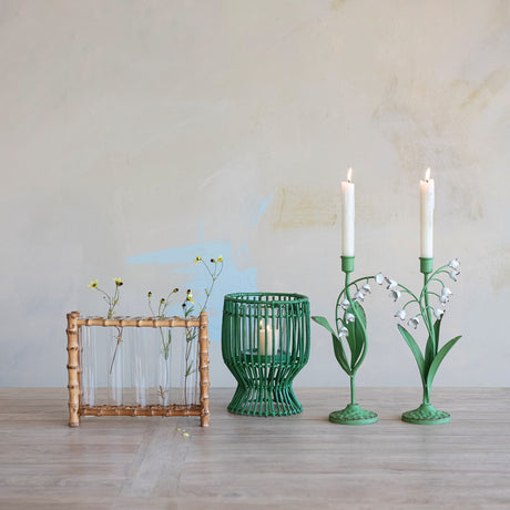 Lily of the Valley Metal Toleware Taper Candle Holder