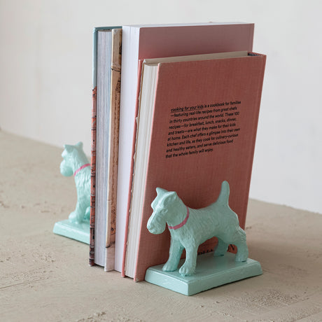 Mint Terrier Dog Cast Iron Bookends