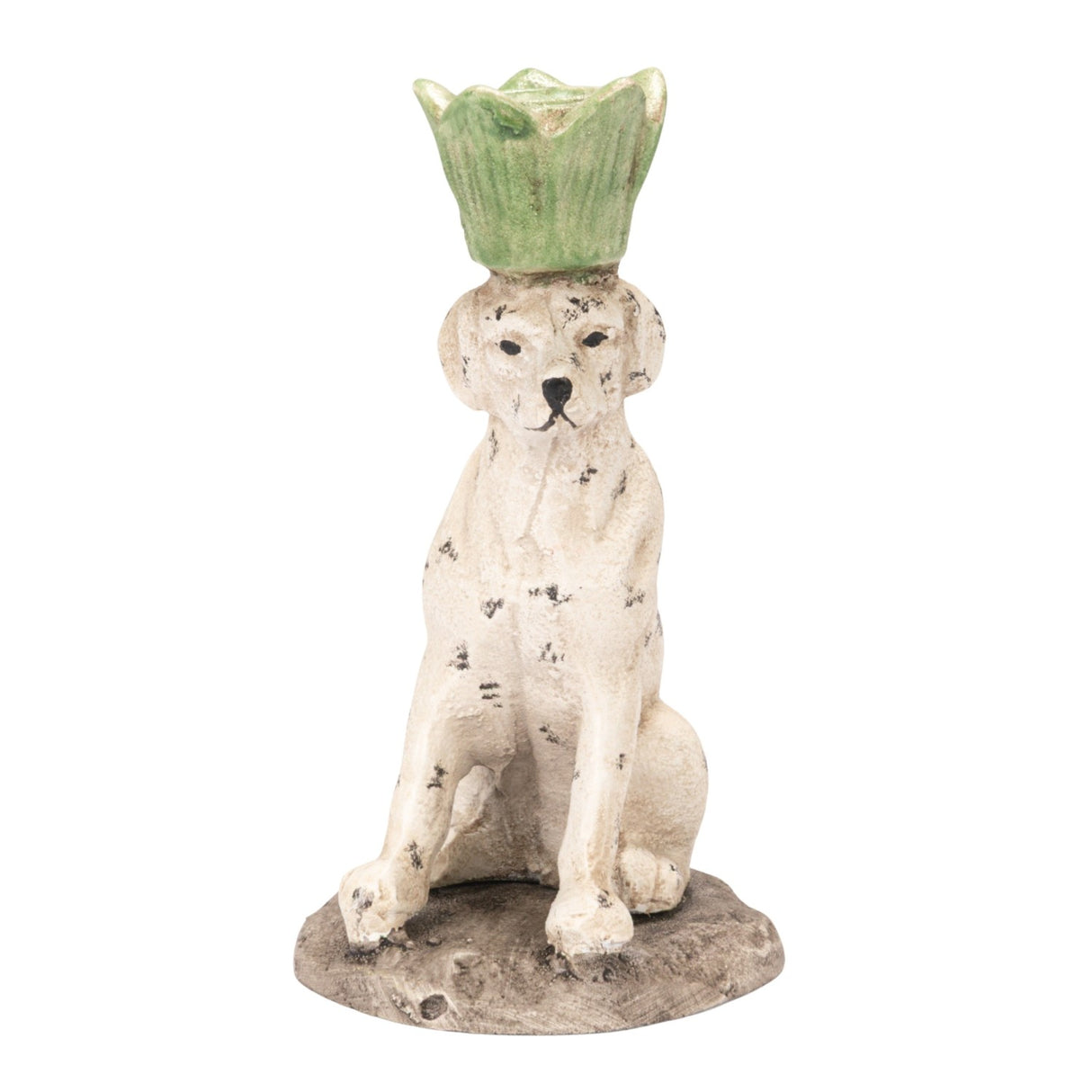Distressed Cast Iron Dog Taper Holder