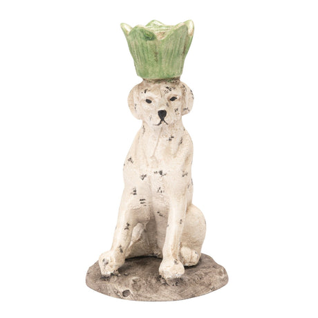 Distressed Cast Iron Dog Taper Holder