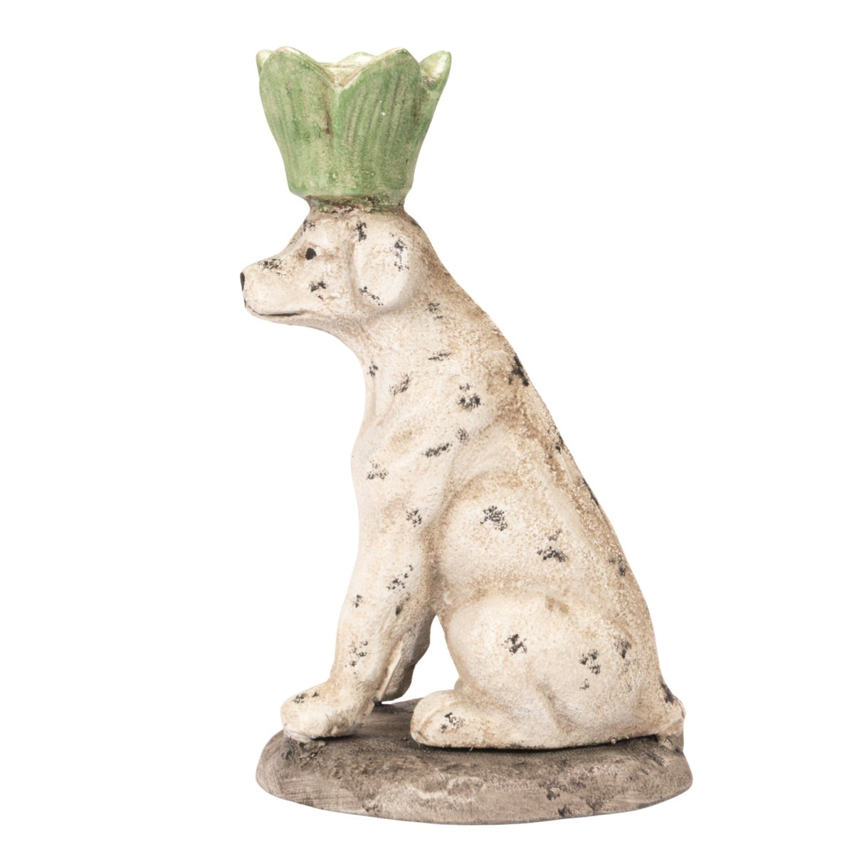 Distressed Cast Iron Dog Taper Holder
