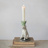 Distressed Cast Iron Dog Taper Holder
