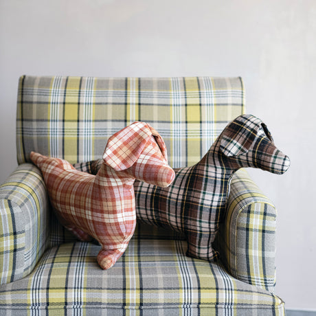 Plaid Dog Shaped Throw Pillow