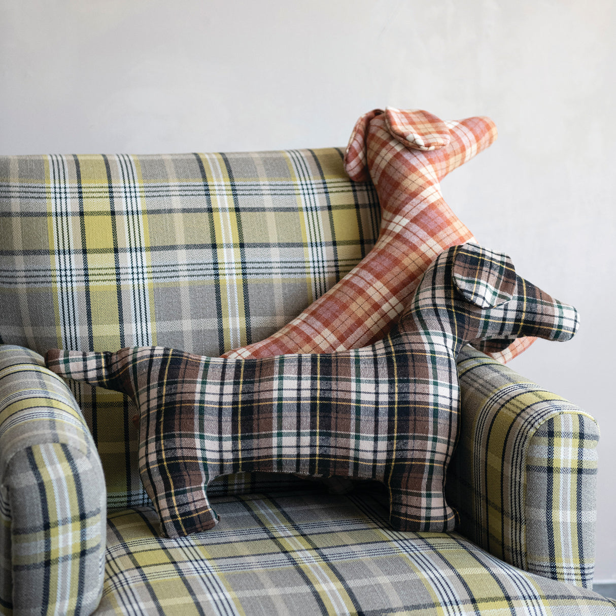 Plaid Dog Shaped Throw Pillow