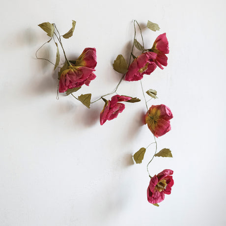 Green & Burgundy Paper Flower Garland