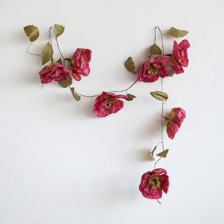 Green & Burgundy Paper Flower Garland