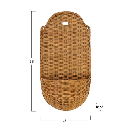 Hand-Woven Rattan Wall Basket
