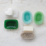 Embossed Milk Glass Footed Soap Dish