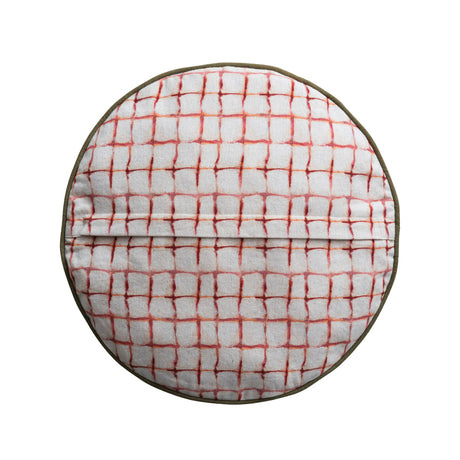 Round Embroidered Countryside Hunting Scene Pillow