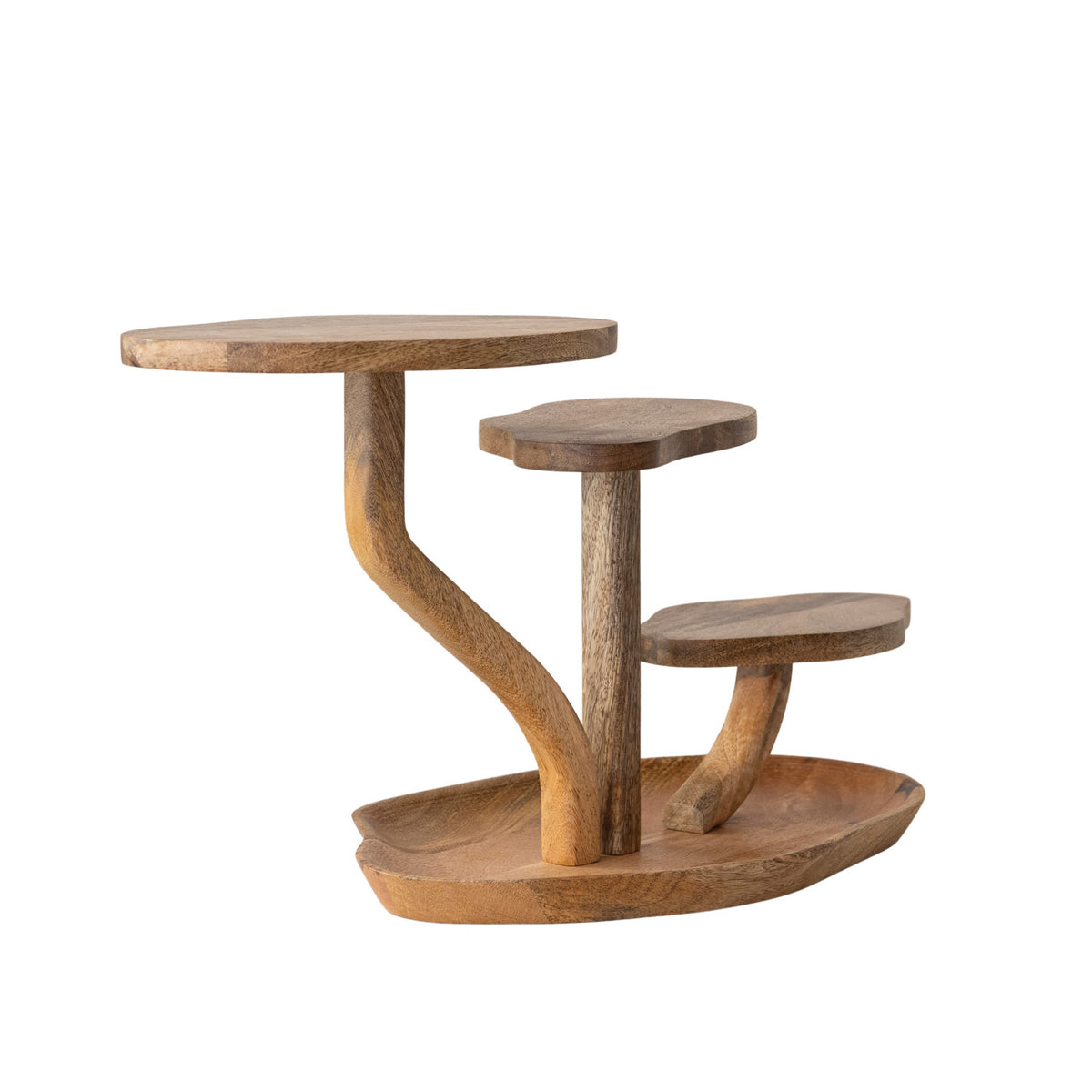 Mango Wood Serving Board with Three Pedestals