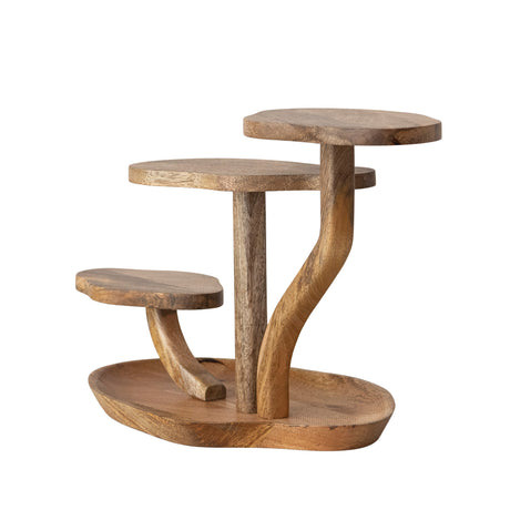 Mango Wood Serving Board with Three Pedestals