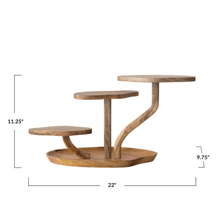 Mango Wood Serving Board with Three Pedestals