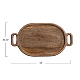 Oval Mango Wood Tray with Handles