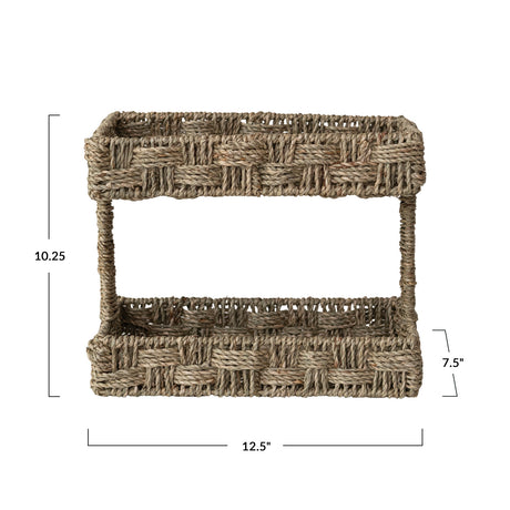 Decorative Hand-Woven Seagrass 2-Tier Etagere Basket