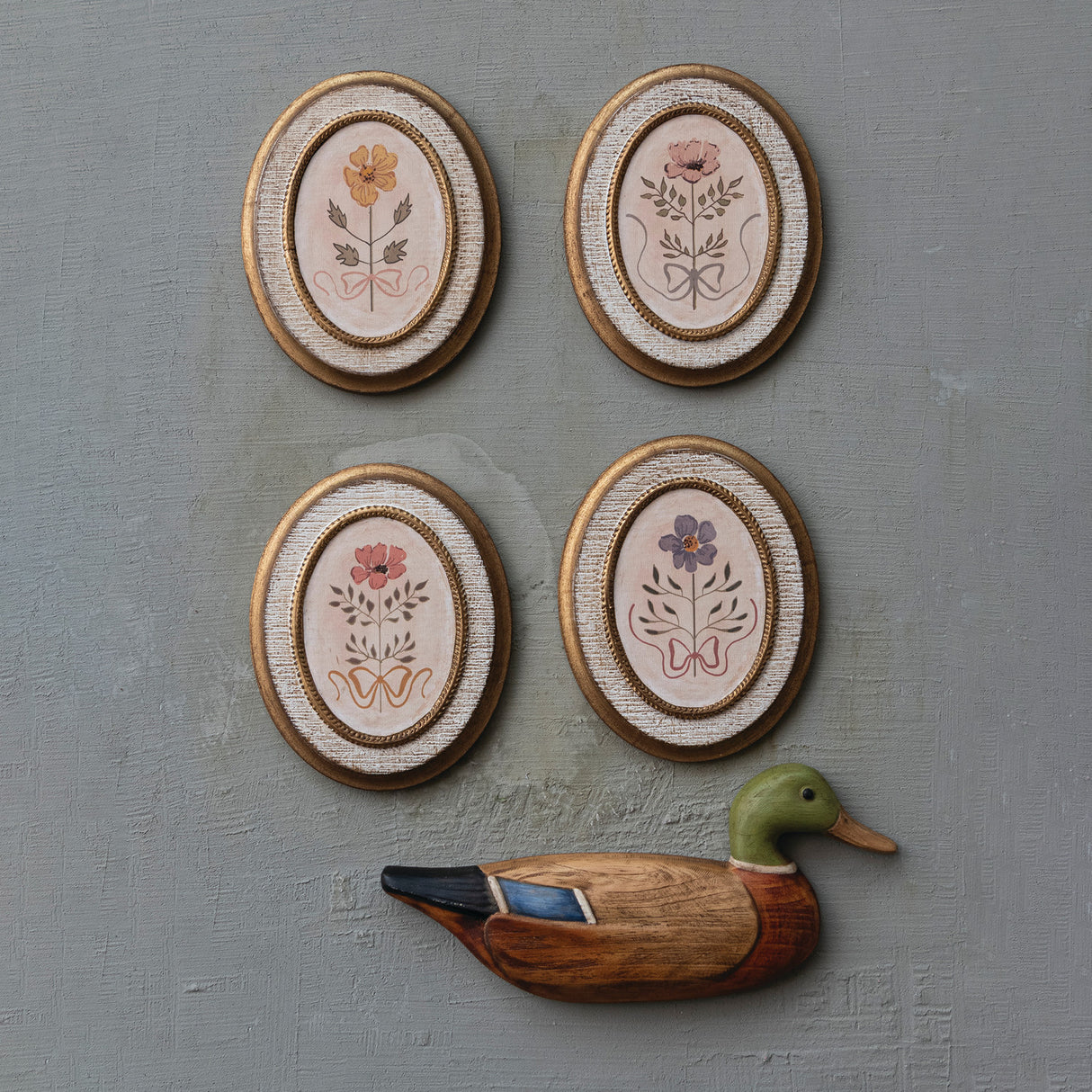 Hand-Painted Carved Wood Mallard Duck Wall Mount