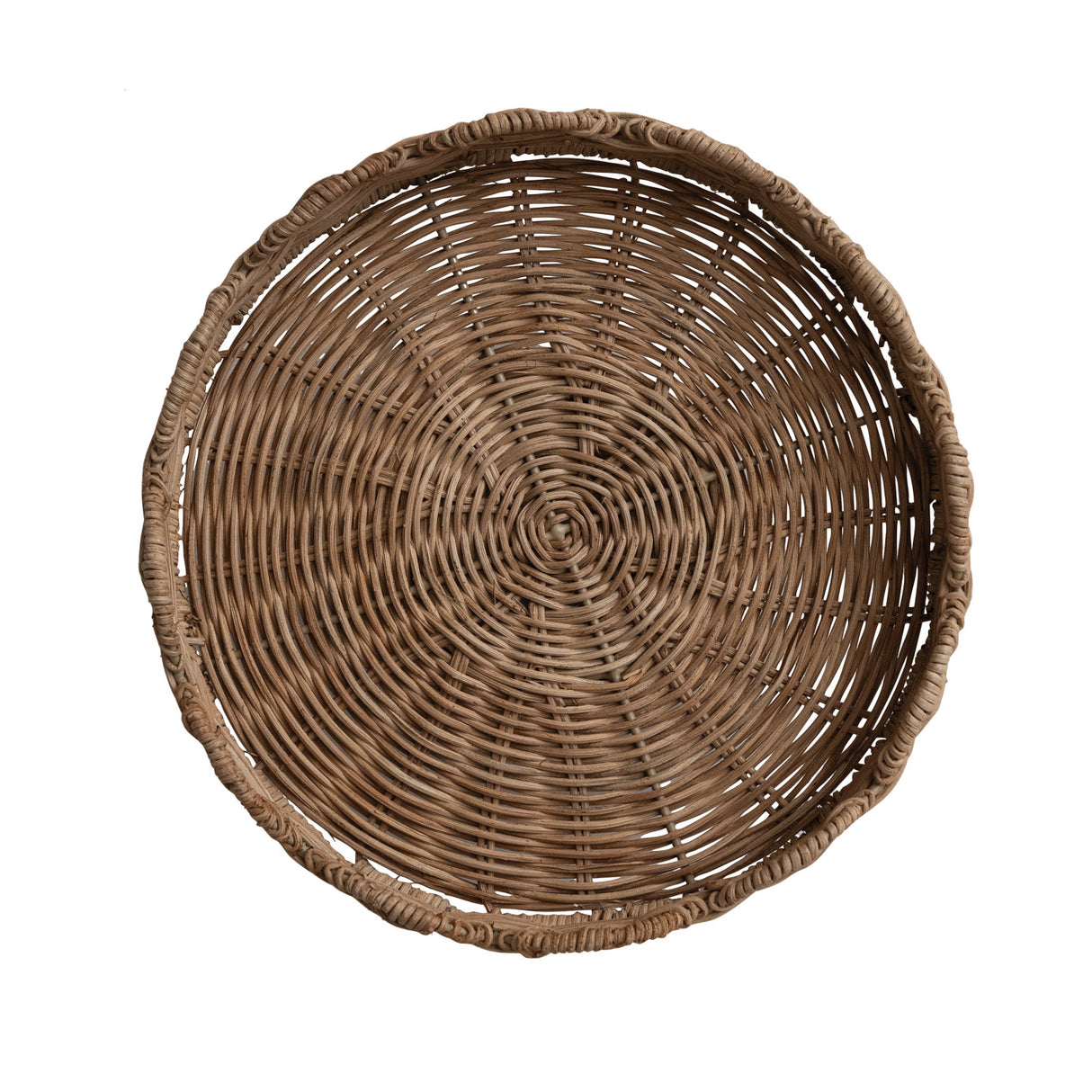 Decorative Hand-Woven Rattan Scalloped Footed Pedestal