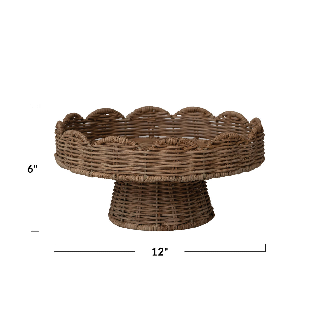Decorative Hand-Woven Rattan Scalloped Footed Pedestal