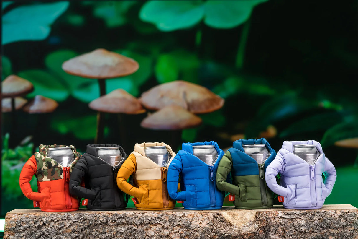 The Puffy Olive Green Insulated Can Cooler | Puffin Drinkwear