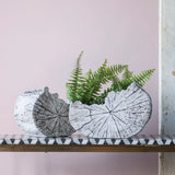 Faux Bois White Concrete Wood Slice Planters