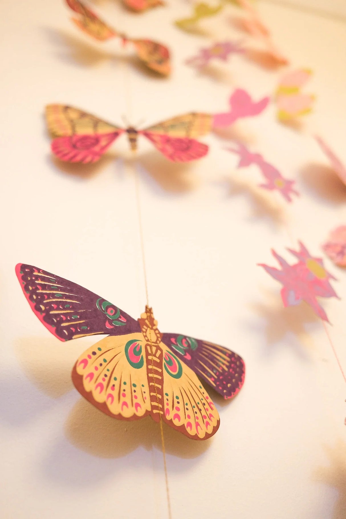 Hand-Sewn Butterfly Paper Vertical Garland | East End Press