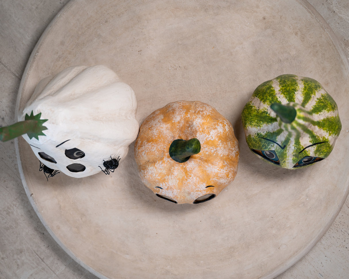 Paper Mache Frightened, Ghostly, & Grouchy Gourds