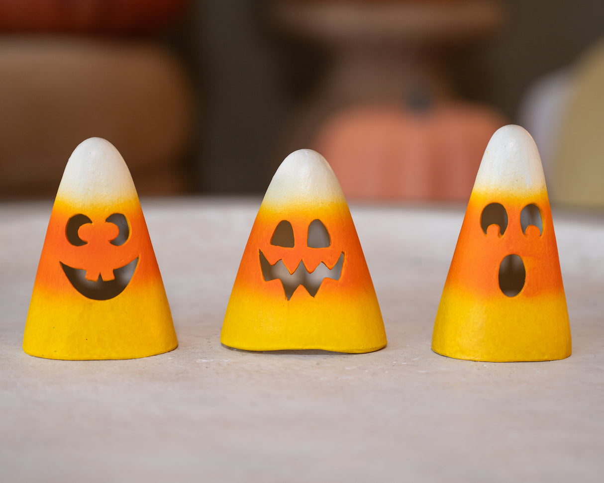 Hand-Painted Resin Candy Corn Luminaries