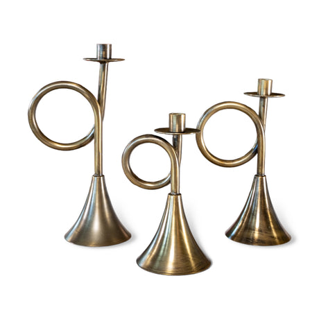 brass trumpet candle holders by kalalou