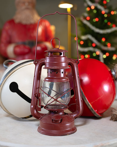 red Christmas metal lantern