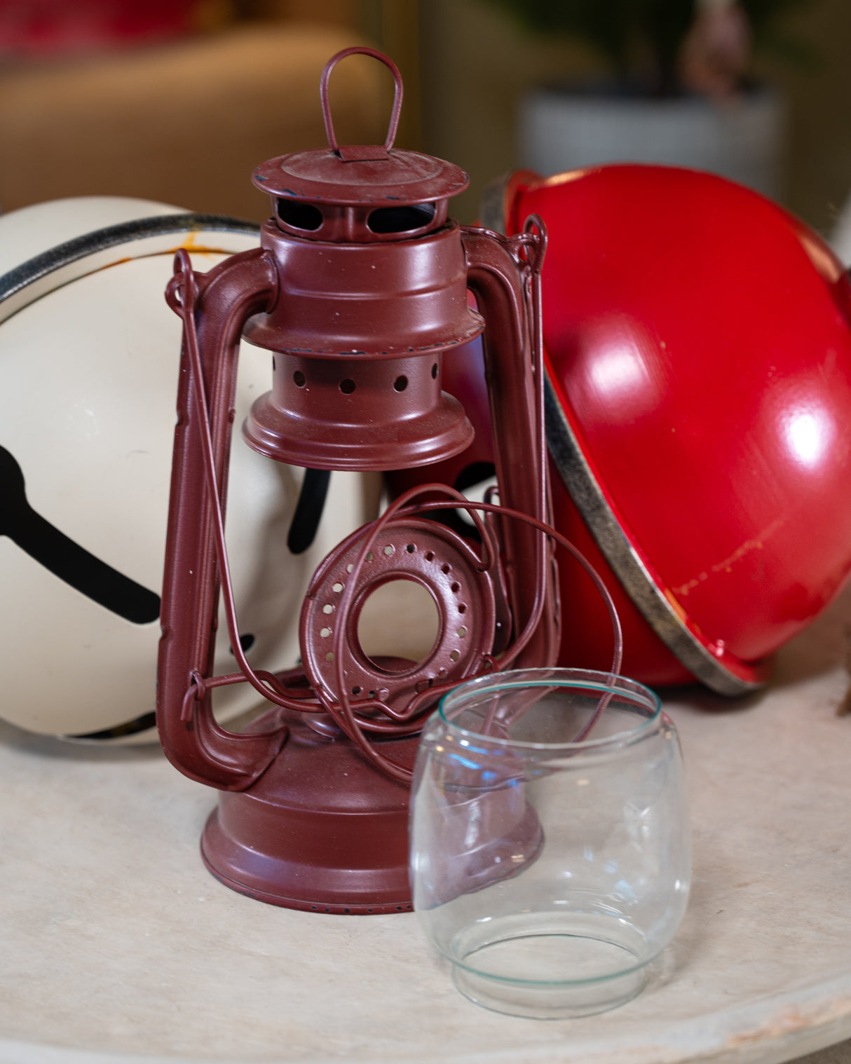 Vintage-Inspired Red Camping Lantern