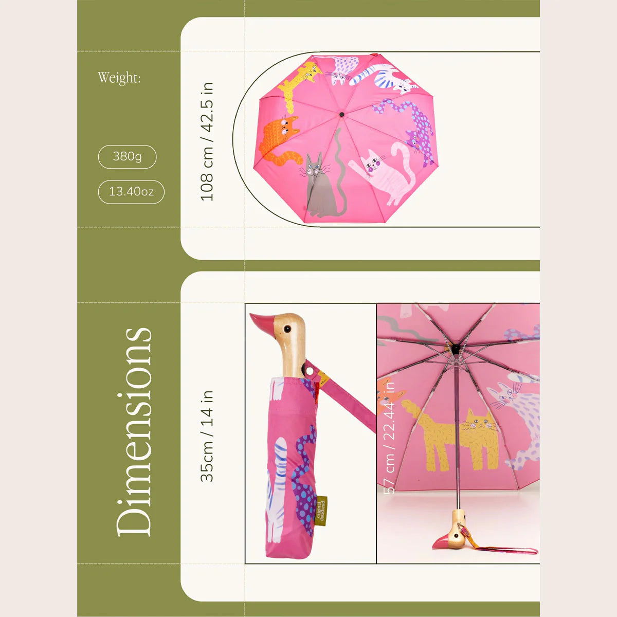 Original Duckhead Arty Cats Compact Umbrella