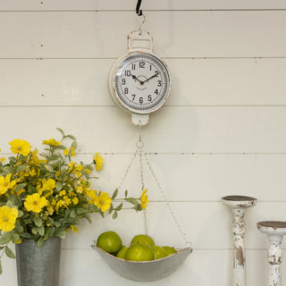 Vintage-Inspired White Hanging Scale Clock