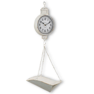 white metal hanging scale clock by ragon house