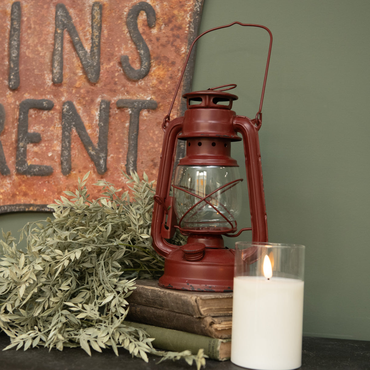 Vintage-Inspired Red Camping Lantern