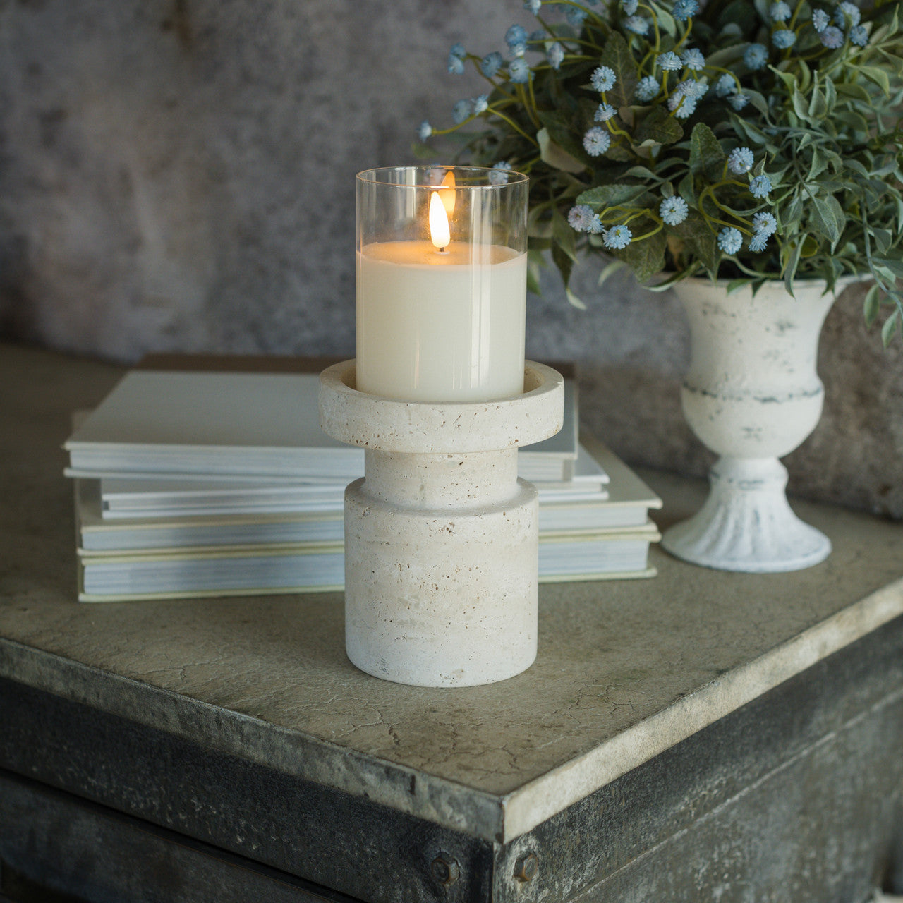 Natural Stone Pillar Candle Stand - Thumbnail 2