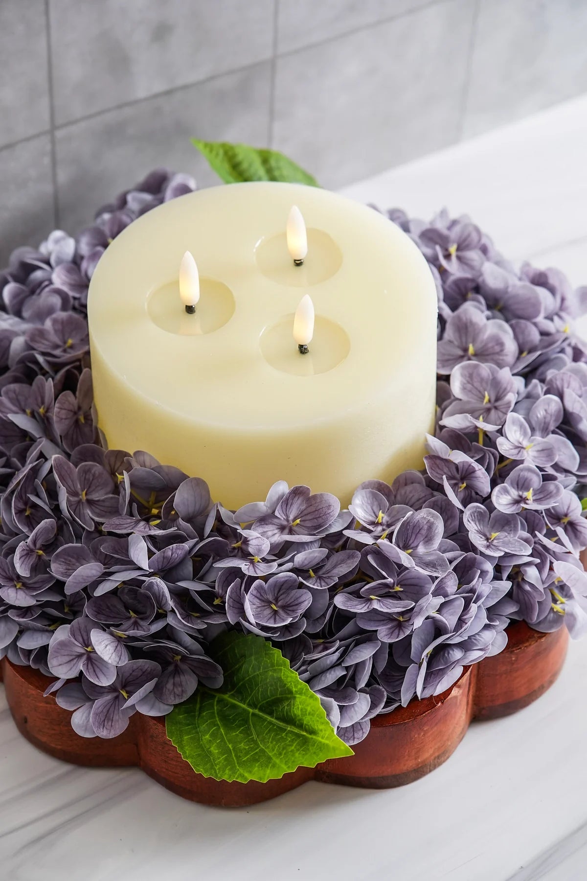 3-Wick White LED Pillar Candle