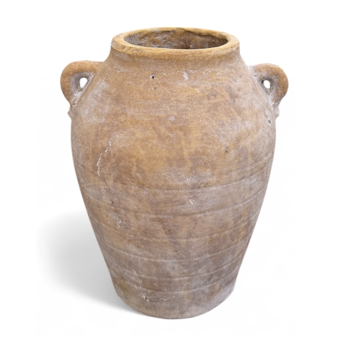 Distressed Clay Terracotta Urn with Side Handles