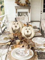 White Big Mouth Jack O'Lantern Resin Mache Pumpkins