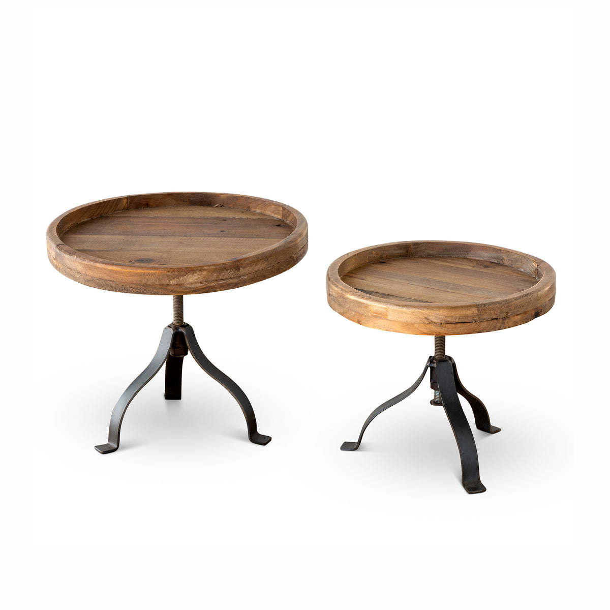 Wood Rounds Display Industrial Adjustable Height Wood Display Rounds – Rust & Cinder