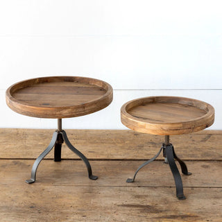 Industrial Adjustable Height Wood Display Rounds