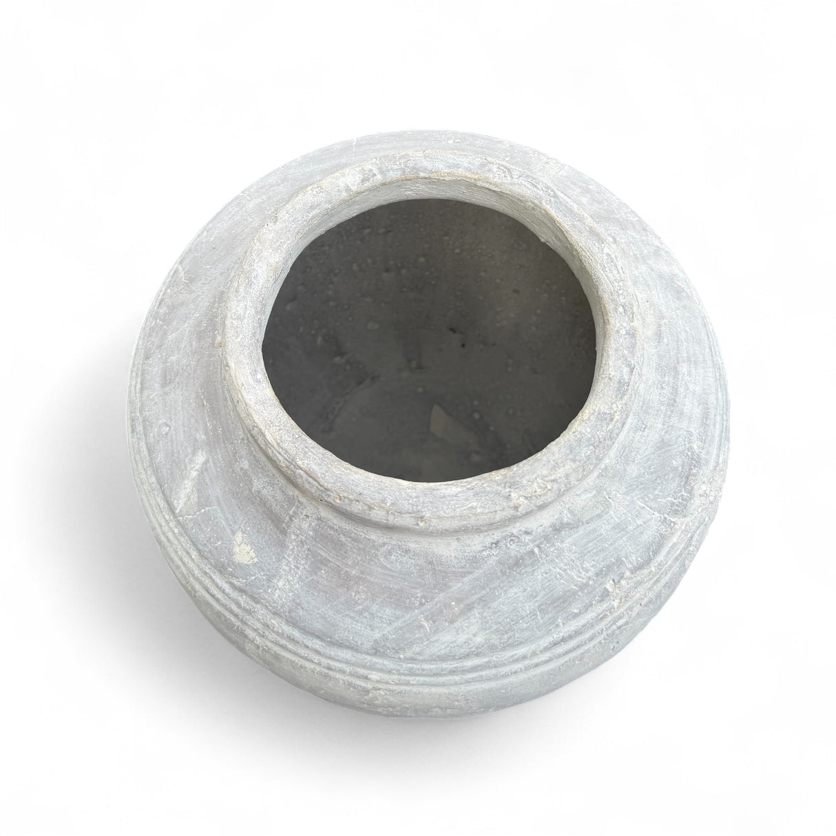 Distressed Whitewashed Terracotta Ceramic Vase